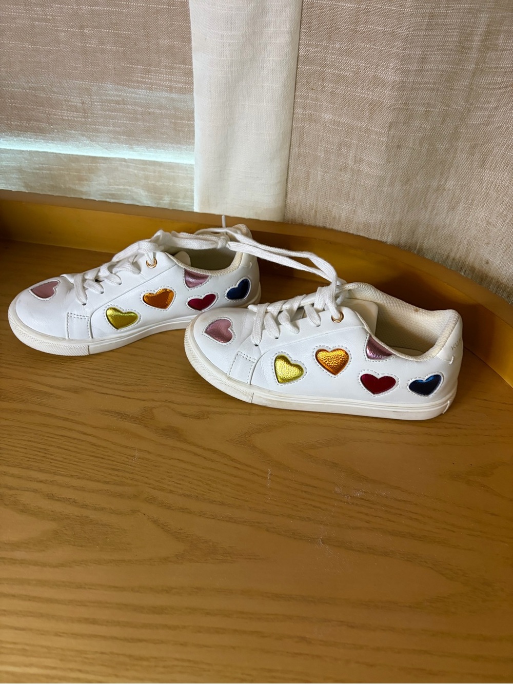 Kurt Geiger White Sneakers with Multicolor Metallic Hearts